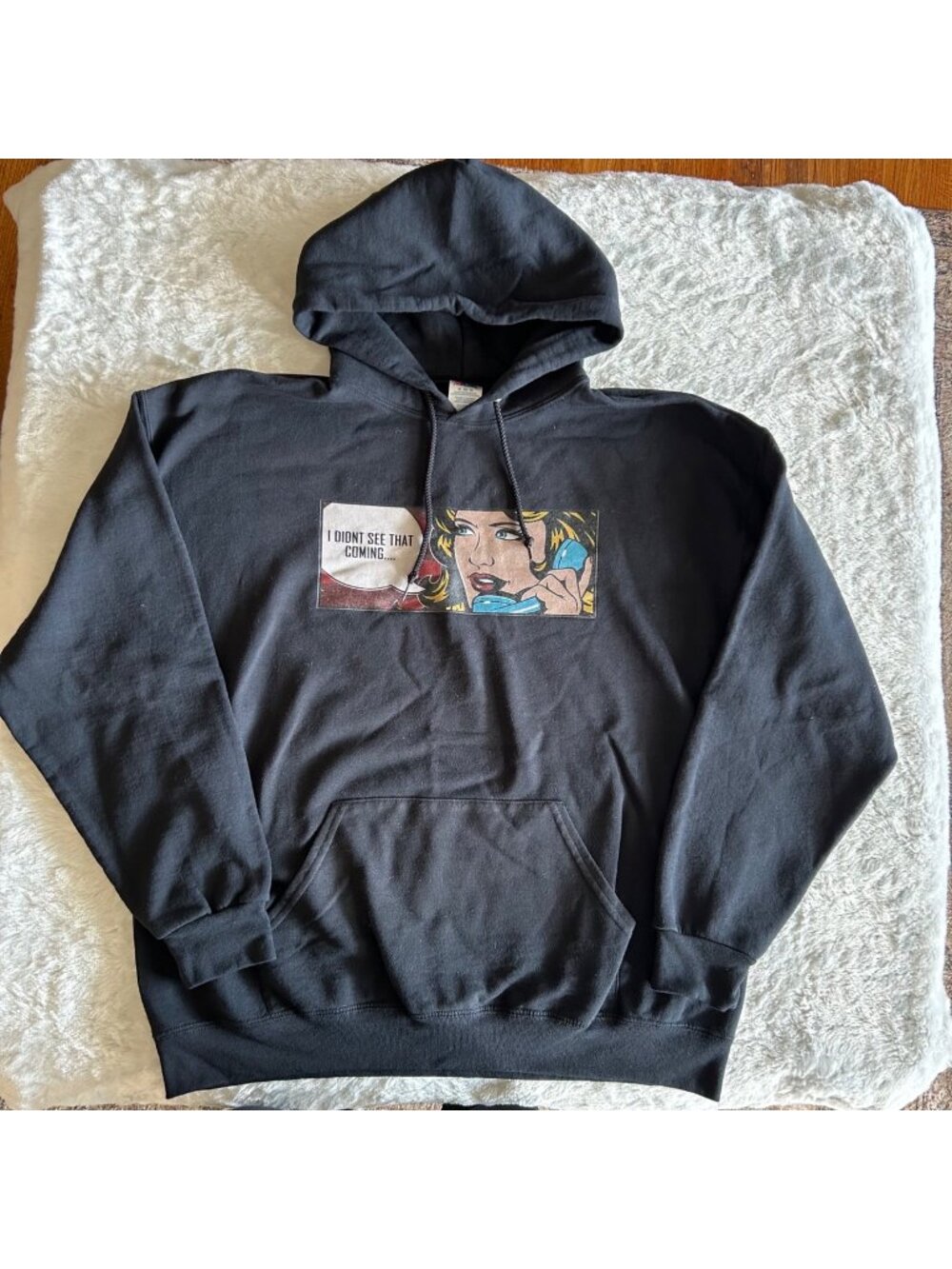Jerzees Black Graphic Print Comic Hoodie Sweatshirt Men's XL Streetwear